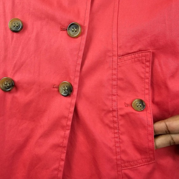 St. John's Bay Women's Size XL Red Trench Coat Double Breasted Belted Jacket - Picture 7 of 16